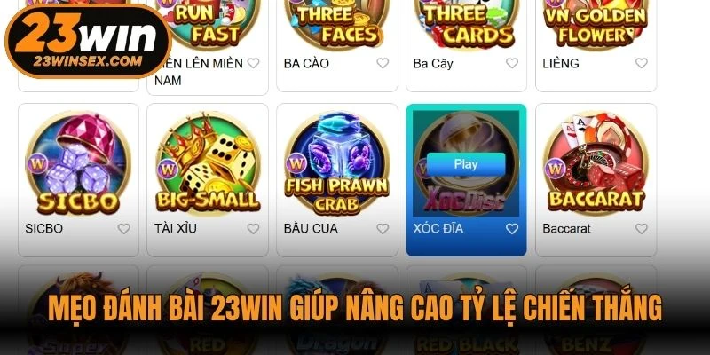 Mẹo đánh bài 23WIN giúp nâng cao tỷ lệ chiến thắng